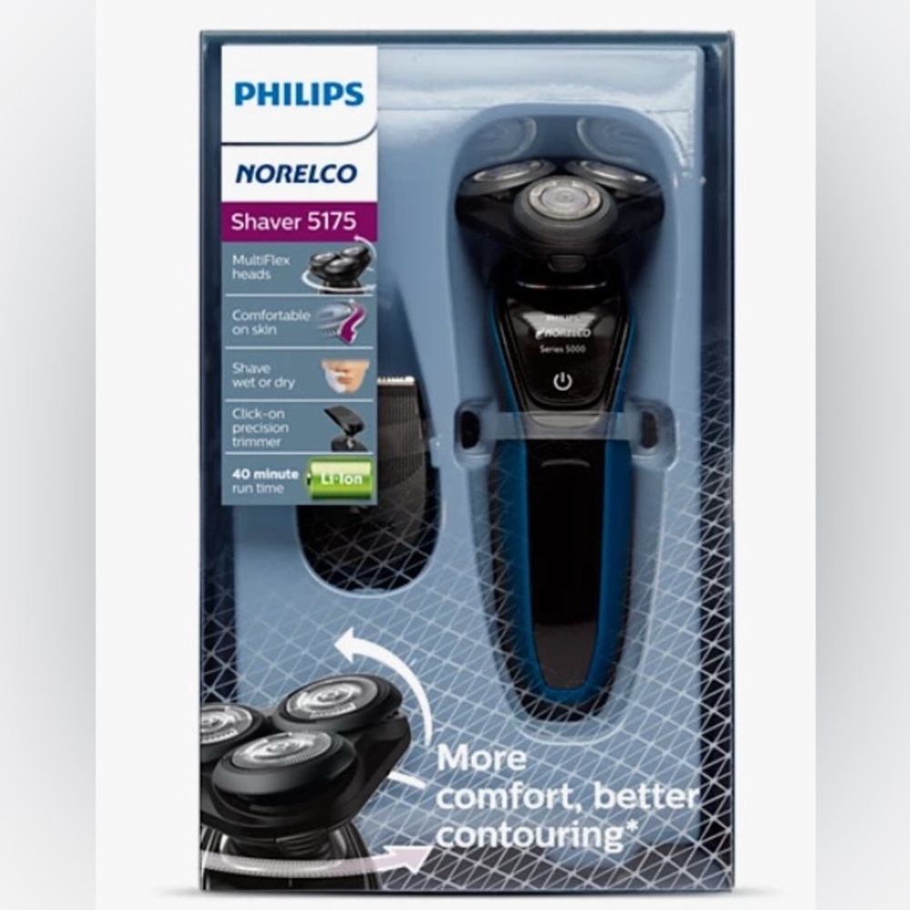 Philips Norelco Shaver 5175. Multiflex heads. Use wet or dry. Used twice.